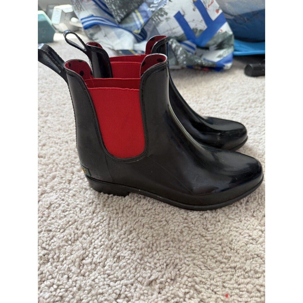 Lauren Ralph Lauren Women's Boots Black Size 7 Rain Chelsea Rubber Red